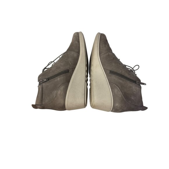 Clarks Unstructured Womens Taupe Wedge Ankle Boots With Side Zippers & Laces Sz - Picture 5 of 8